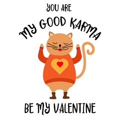 Funny Valentine's day card with cat