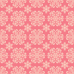 Floral seamless pattern. Beige design on pink background