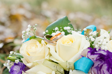 Training rings, wedding rings, bridal bouquet, wedding