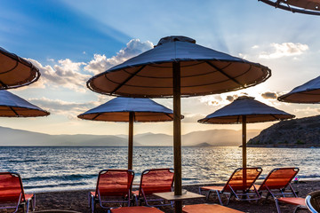 Sun beds and beach umbrellas