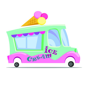 Ice cream car. Cartoon design