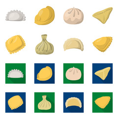 Vector design of products  and cooking logo. Collection of products  and appetizer stock symbol for web.