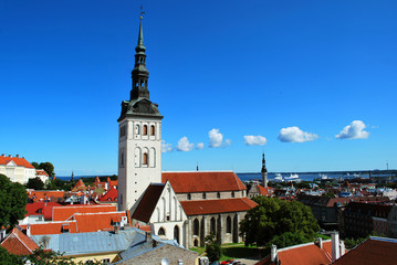 The view of the old historical center of Tallinn, Estonia