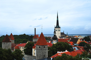 Fototapeta premium The view of the old historical center of Tallinn, Estonia