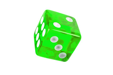 Green glass bone isolated on white without shadow.