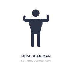 muscular man showing his muscles icon on white background. Simple element illustration from People concept.