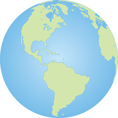 Globe map America colour