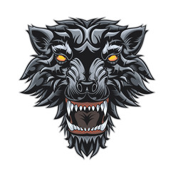 Head of a growling wolf.