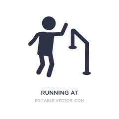 running at finish line icon on white background. Simple element illustration from People concept.