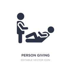 person giving assistance icon on white background. Simple element illustration from People concept.