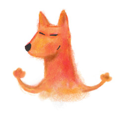 Smiling red fox portret on white backrground © aralezi