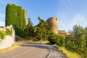 Fototapeta na wymiar Ponferrada, Spain. Scenic view of the medieval Templar fortress