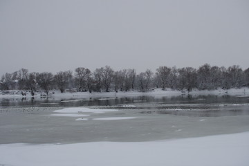 Winter River and forest 