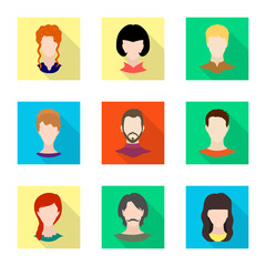 Vector illustration of avatar and dummy logo. Set of avatar and figure stock vector illustration.