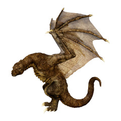 3D Rendering Fairy Tale Dragon on White