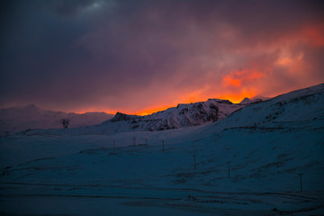 Iceland's winter natural scenery