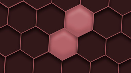 Red hexagons texture. Abstract geometric background