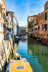 Beatiful and empty canal in Venice, Italy