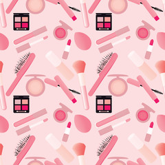seamless pattern with cosmetics