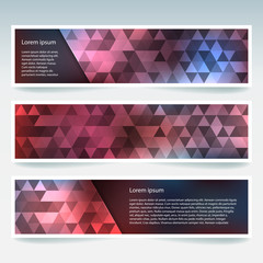 Abstract banner with business design templates. Set of Banners with polygonal mosaic backgrounds. Geometric triangular vector illustration.