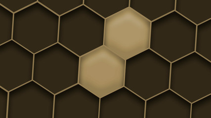 Beautiful honeycomb texture. Brown hexagons background