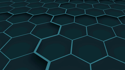 Abstract background with turquoise hexagons. Geometric hexagons texture