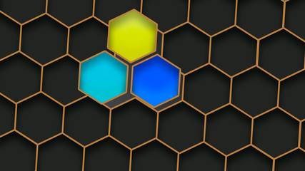 Colorful geometric texture. Hexagons background