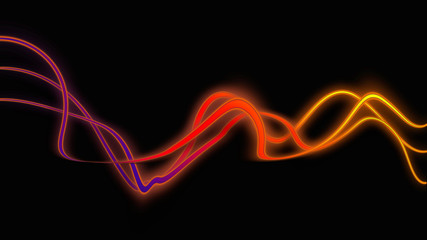 Abstract glow lines on the black background. Colorful wallpaper