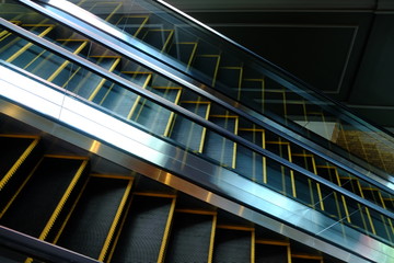 escalator with light and shadow