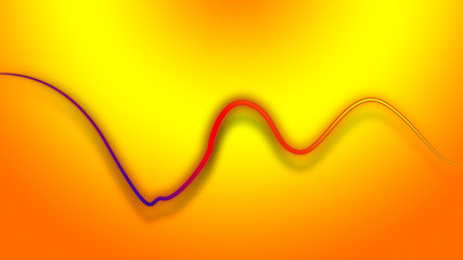 Abstract 3d glow line on the yellow background