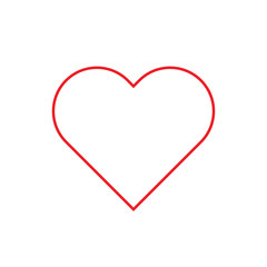 Heart Red outline flat style Icon. Vector illustration.
