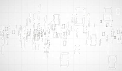 Fototapeta premium Bytes of binary code run through network. Abstract futuristic technology syberspace
