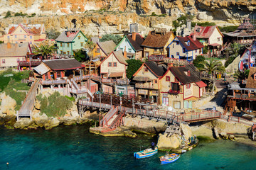 Popeye Village at Anchor Bay, Malta - obrazy, fototapety, plakaty