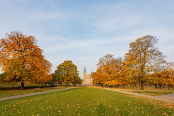 Exterior autumn view of the famous Rosenborg Slot