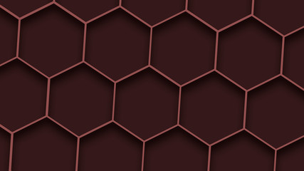 Abstract red geometric structure background. Art hexagons texture