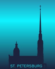 Peter and Paul fortress in Saint Petersburg, Russia. Simple silhouette