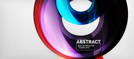 Modern geometric circles abstract background, colorful round shapes with shadow effects