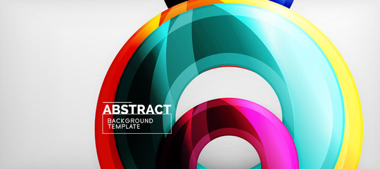 Modern geometric circles abstract background, colorful round shapes with shadow effects