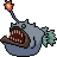 vector pixel art anglerfish