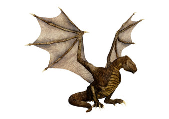 3D Rendering Fairy Tale Dragon on White