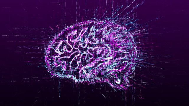 Digital animation of a brain sign or artificial intelligence in the virtual Internet space of the future.