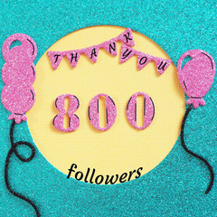 Thanks 800 followers with balloons and flags. Concept thanks to friends on social networks..