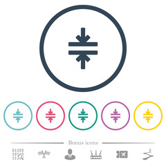 Obraz premium Horizontal merge tool flat color icons in round outlines