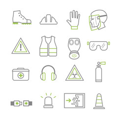 Fototapeta premium Work safety line icon set Vector illustration concept