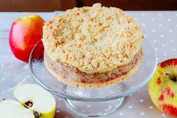 Traditional round apple pie.