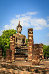 Buddha Statue at Sukhothai historical park in Thailand., Tourism, World Heritage Site, Civilization,UNESCO.
