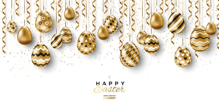 Easter Eggs And Gold Streamers