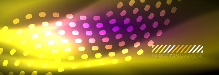 Glowing abstract wave on dark, shiny motion, magic space light. Vector techno abstract background