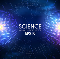 Physics Concept. Abstract Electric Power Elements. Atoms. Science Design.