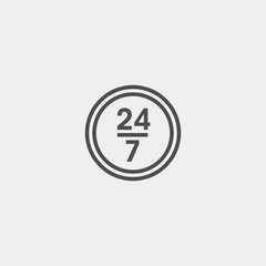 Around the clock flat vector icon. 24 hours flat vector icon